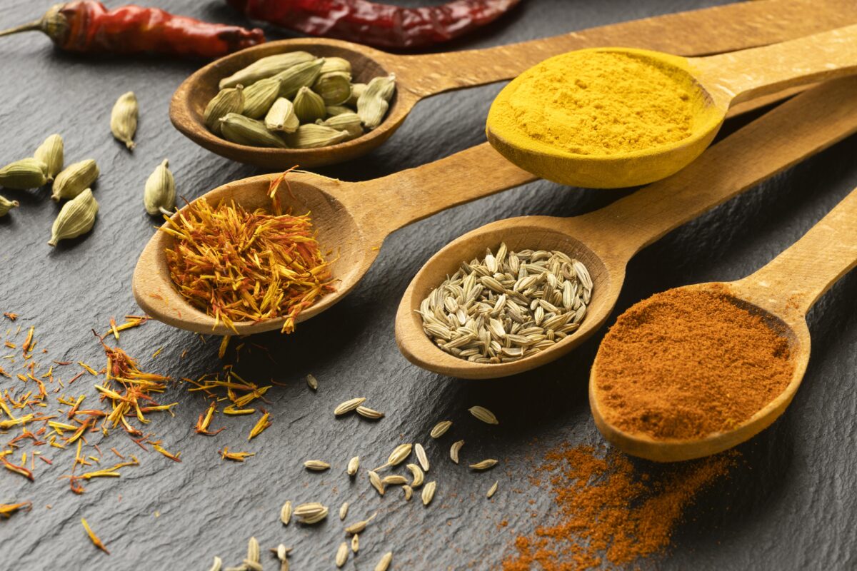 high-angle-indian-spices-with-spoons